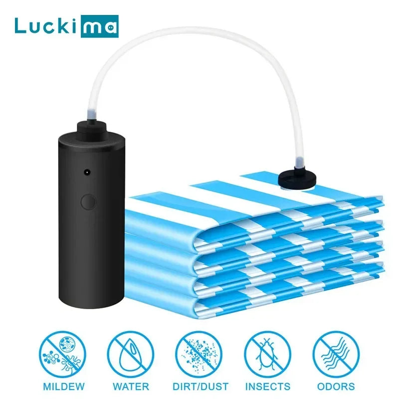 Portable Electric Vacuum Pump & Storage Bags Set