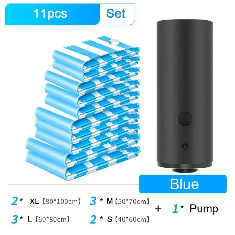 Portable Electric Vacuum Pump & Storage Bags Set