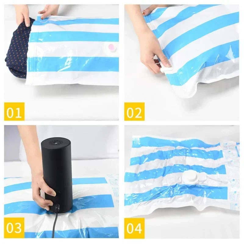 Portable Electric Vacuum Pump & Storage Bags Set