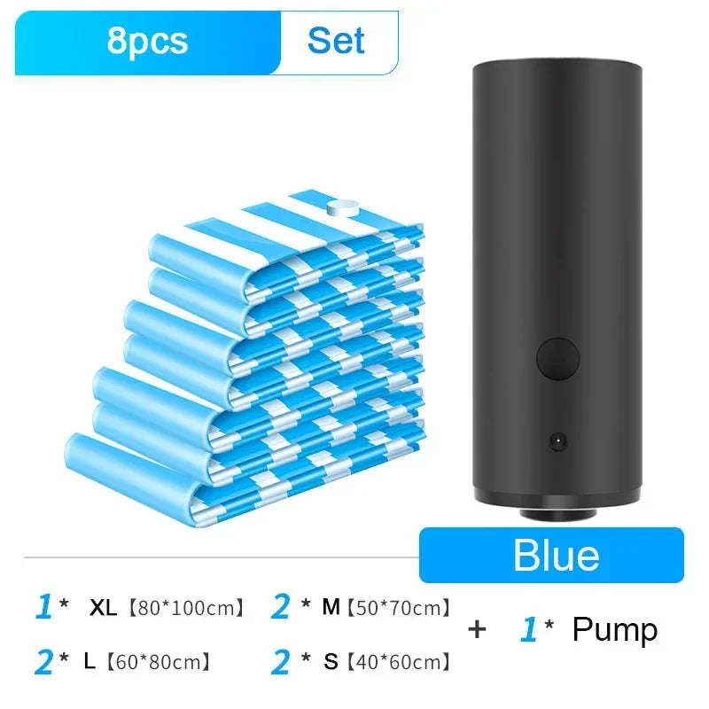 Portable Electric Vacuum Pump & Storage Bags Set